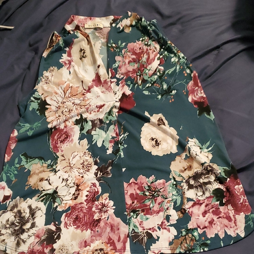 Floral Teal Tank Top